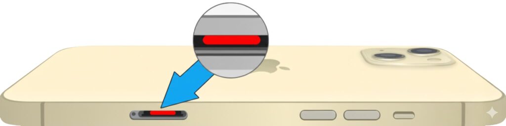 iPhone15/15Plusの水没マーク位置