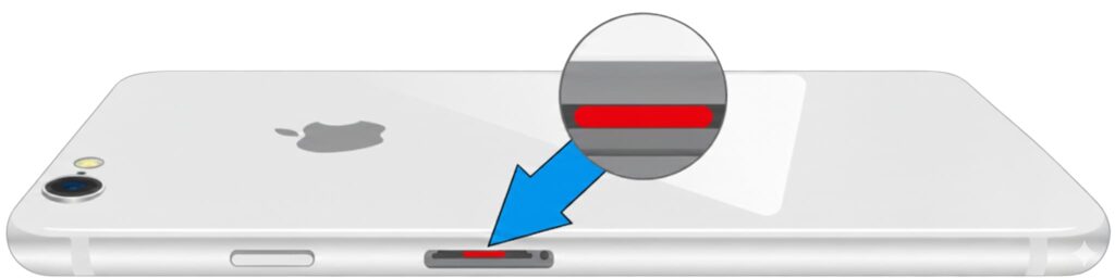 iPhoneSE2/SE3の水没マーク位置