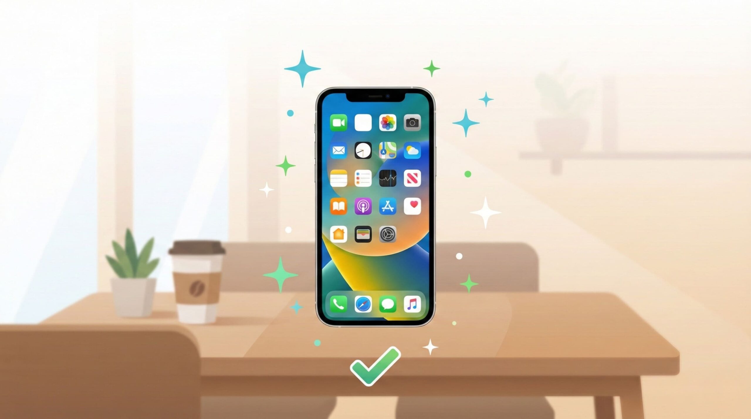 iPhoneの画面の色が正常に戻ったイラスト