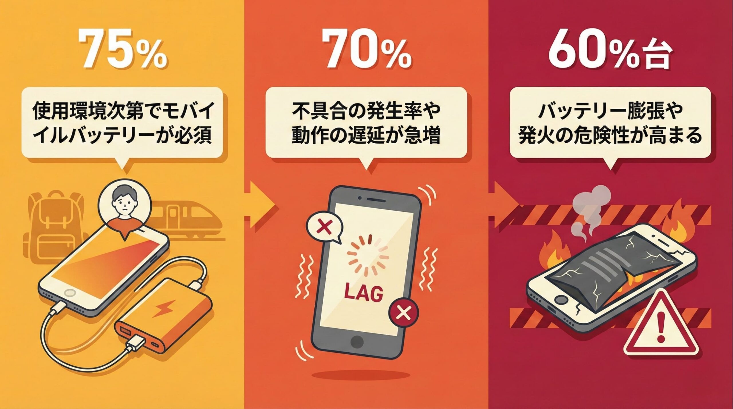 iPhoneバッテリー最大容量75%・70%・60%台は危険？交換目安と長持ち