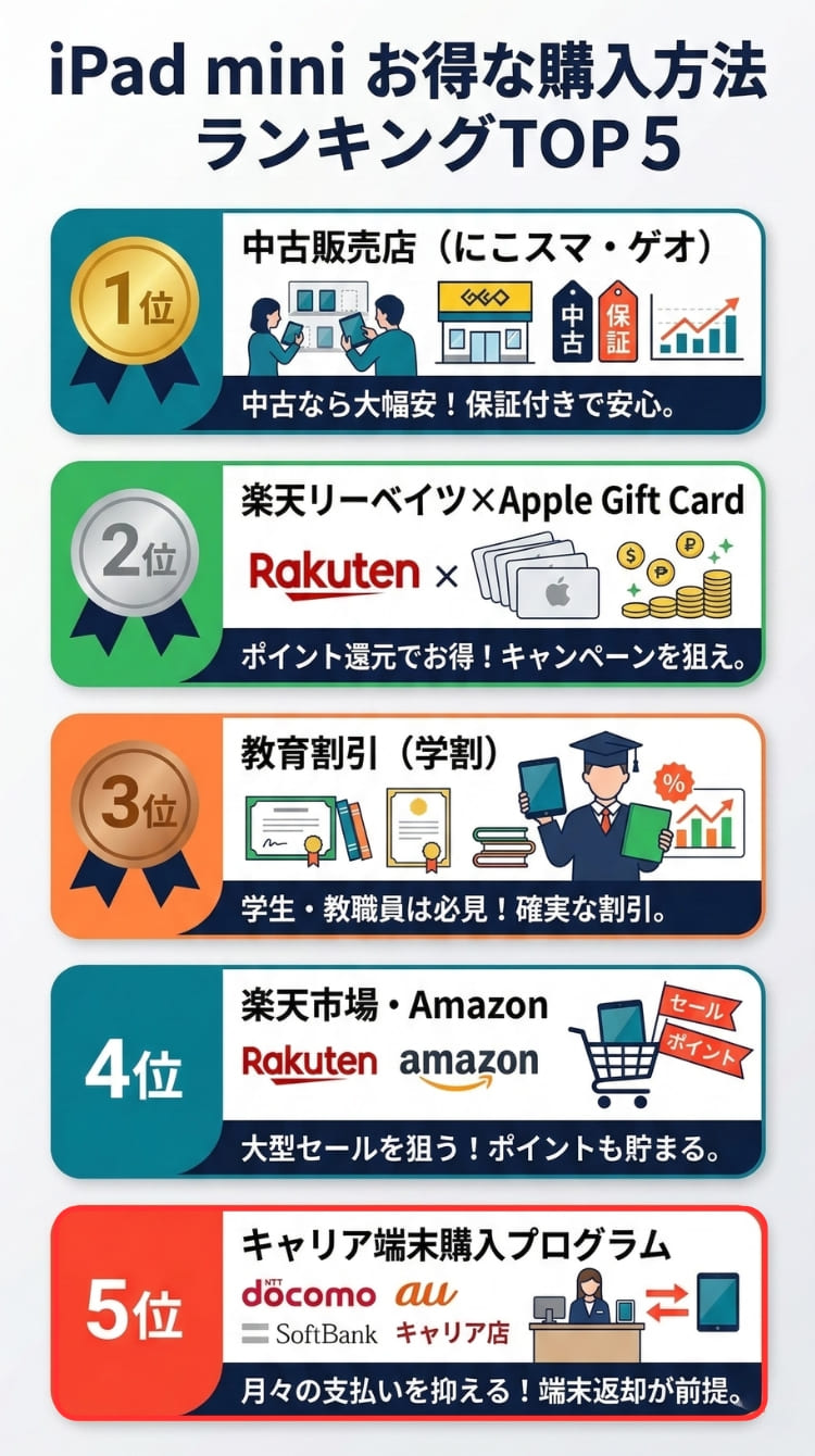 iPad miniおすすめ購入方法ランキングTOP5