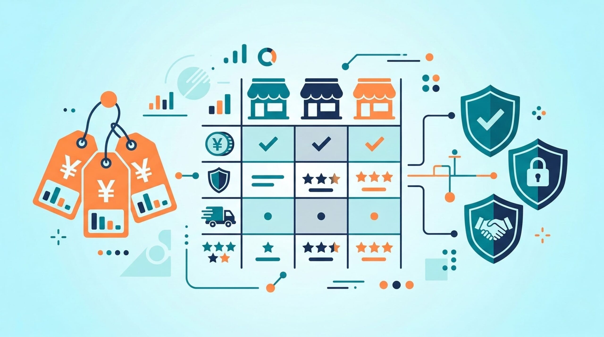 iPad miniの購入先別割引額と安全性の比較表イメージ