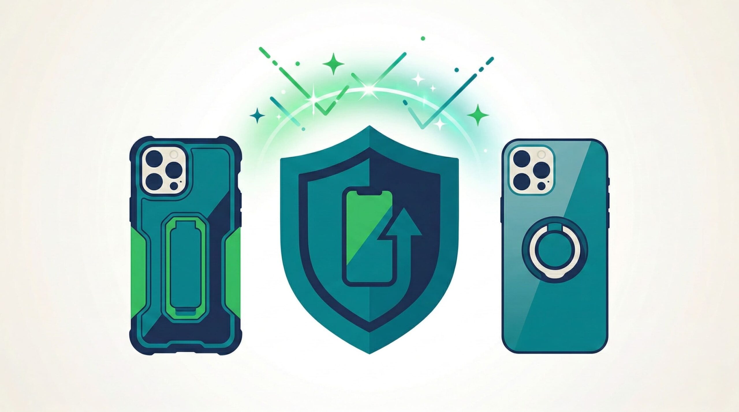 iPhoneの背面ガラス割れを防ぐ予防策を示すイメージイラスト