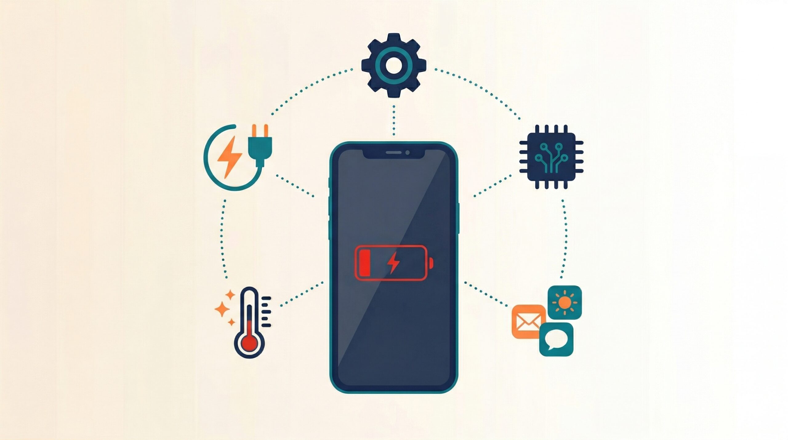 iPhoneバッテリー交換後も減りが早い原因を示すイメージイラスト