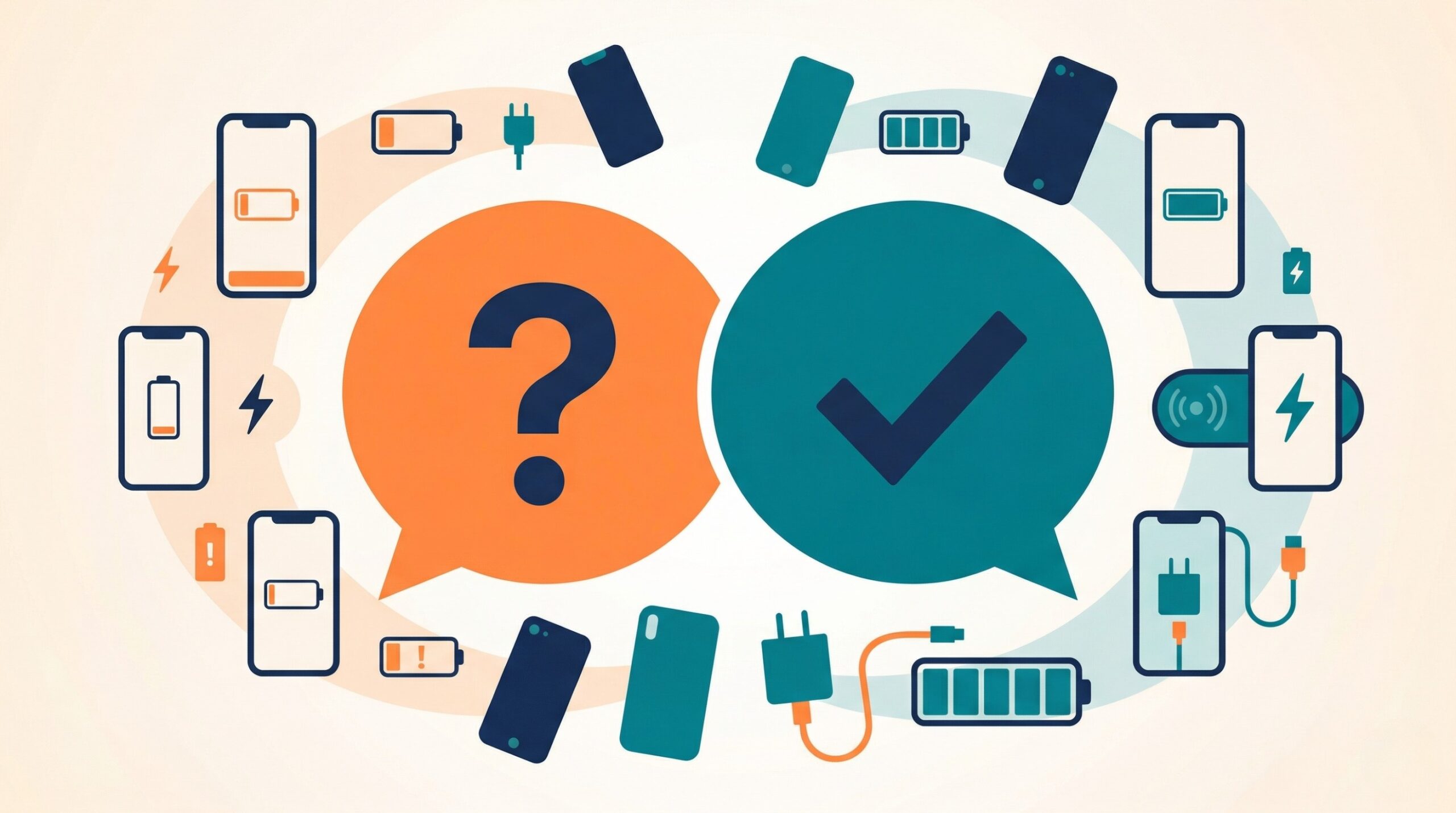 iPhoneバッテリー交換後のよくある質問イメージイラスト