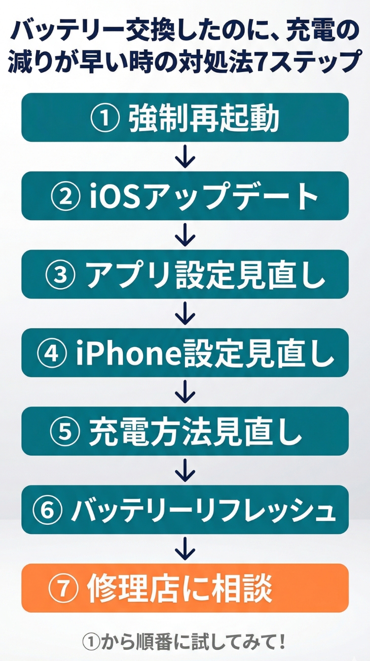 バッテリー交換後の対処法7ステップガイド（スマホ用）
