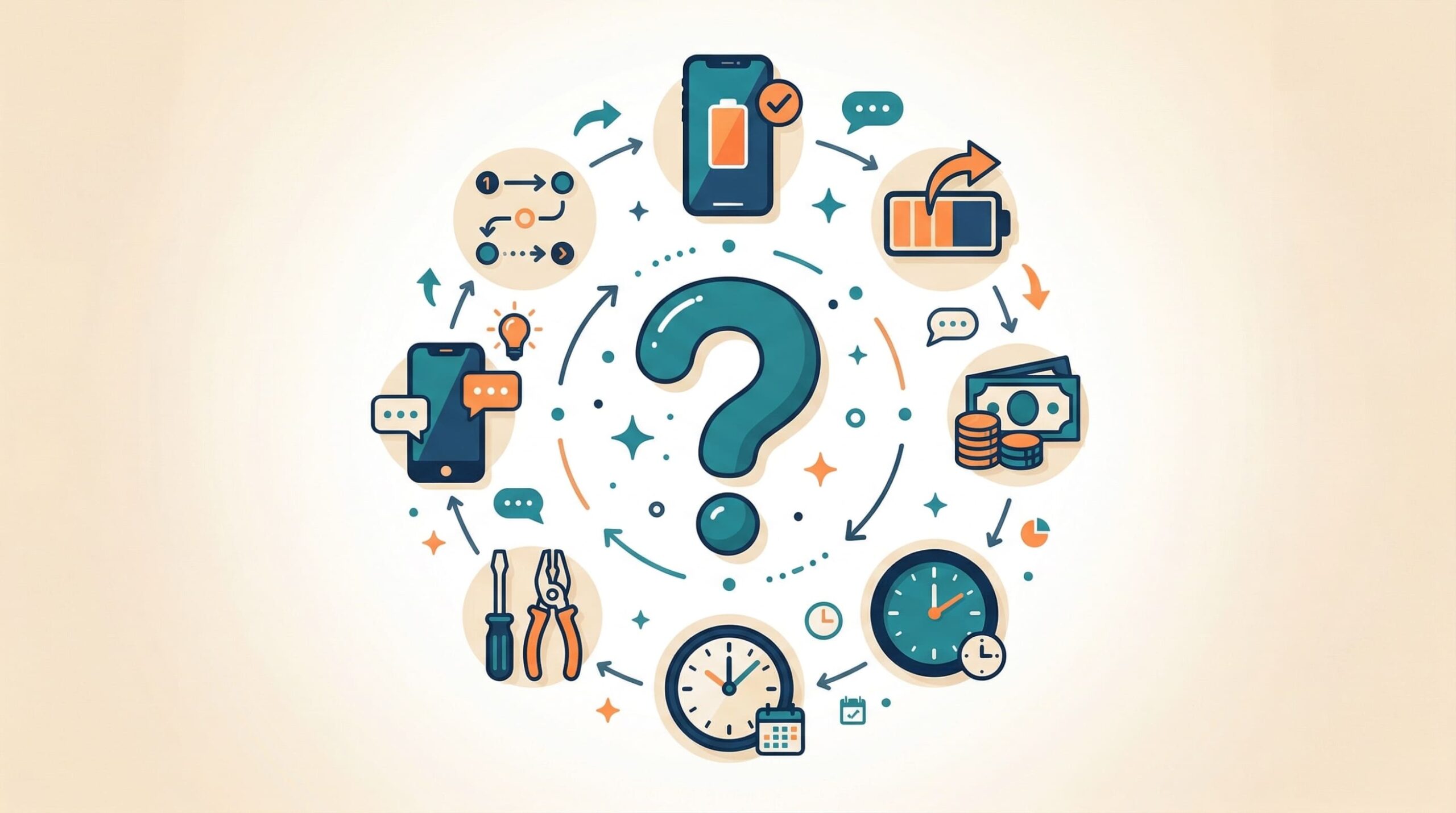 iPhoneバッテリー交換のよくある質問イメージイラスト