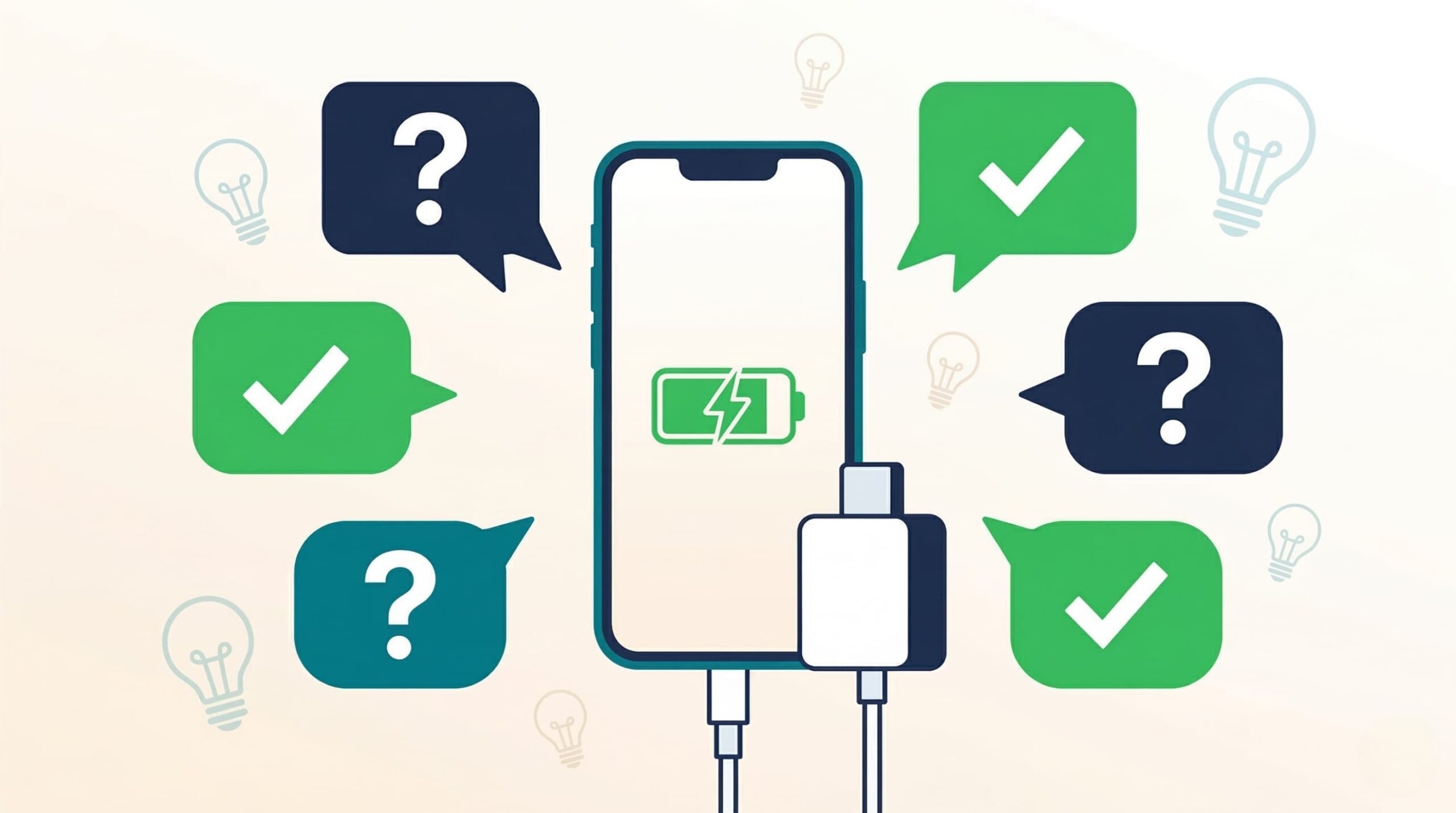 iPhoneの充電器に関するよくある質問のイメージイラスト