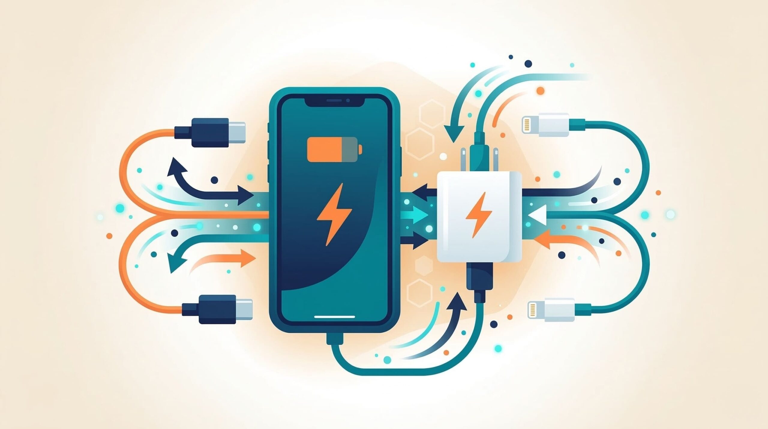 iPhoneの急速充電の仕組みと基礎知識のイメージイラスト