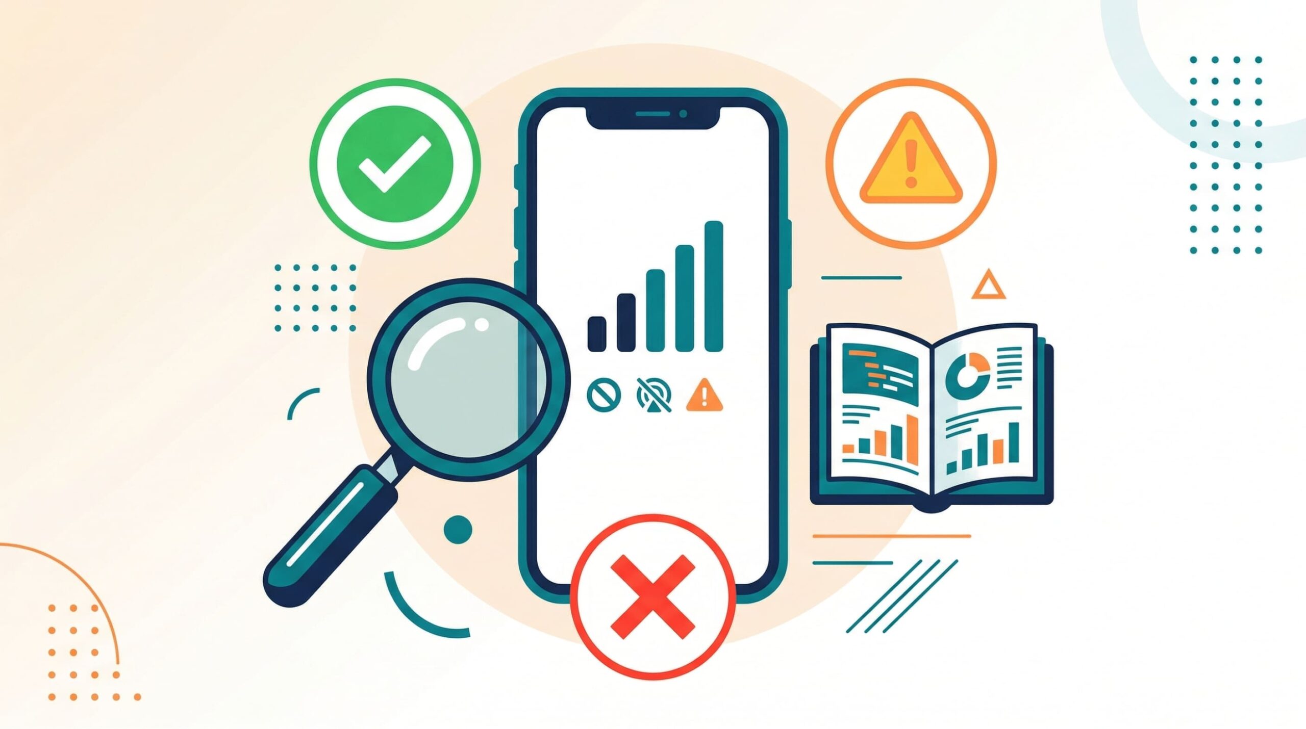 赤ロムiPhoneの基礎知識を解説するイメージイラスト