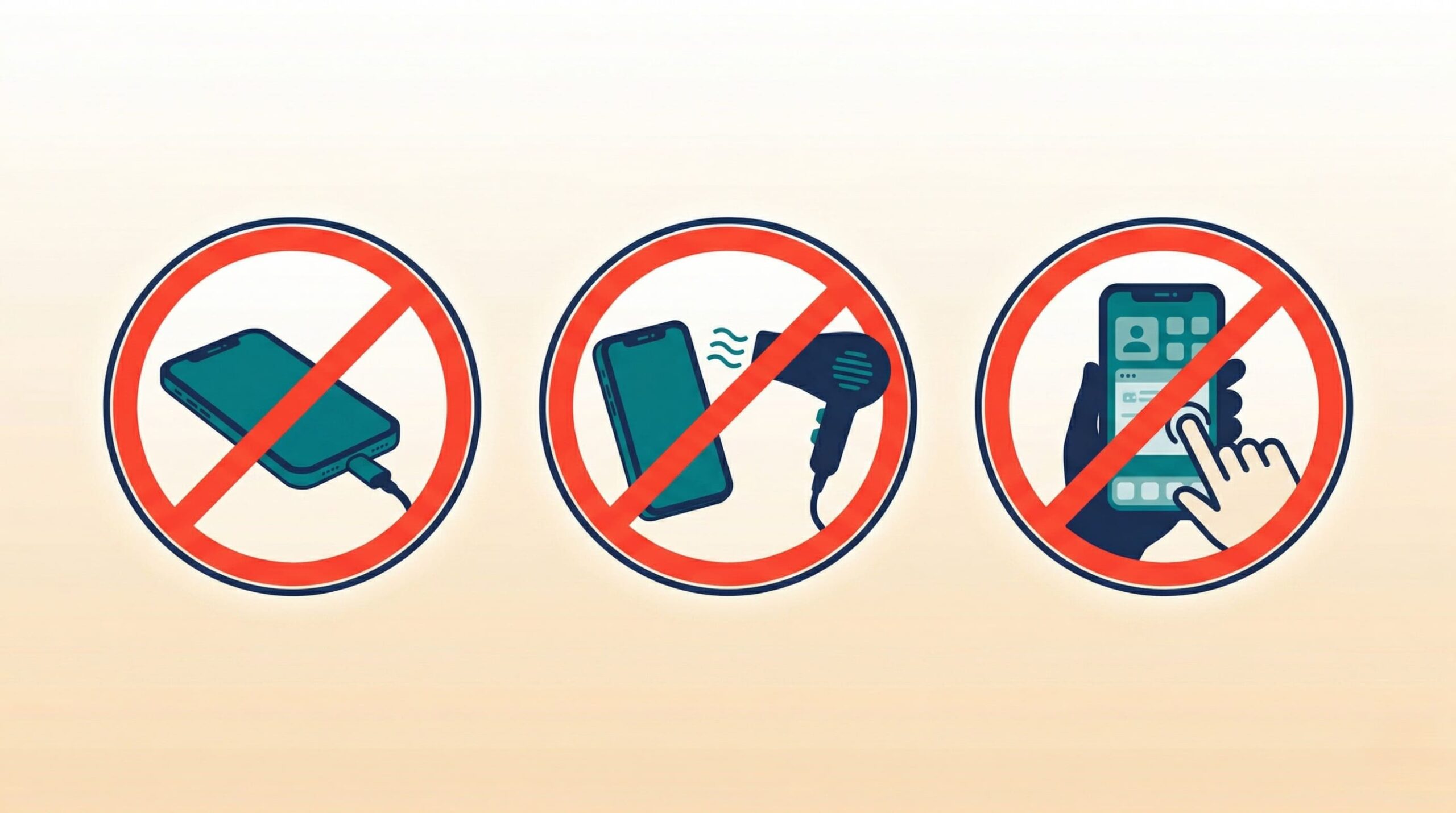 iPhoneをトイレに落とした時のNG行動のイメージイラスト