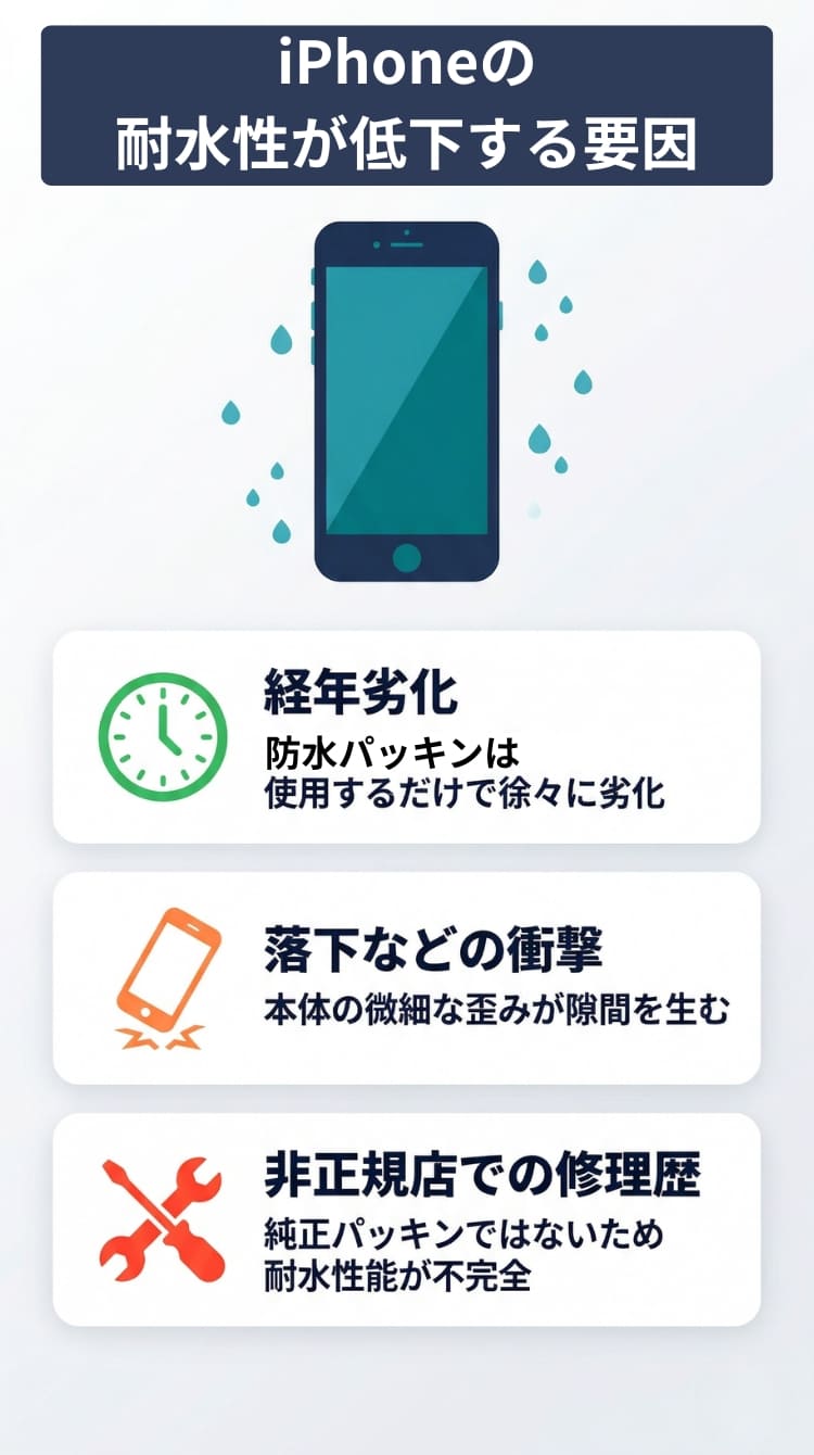 iPhoneの耐水性能が低下する3つの要因（スマホ用）